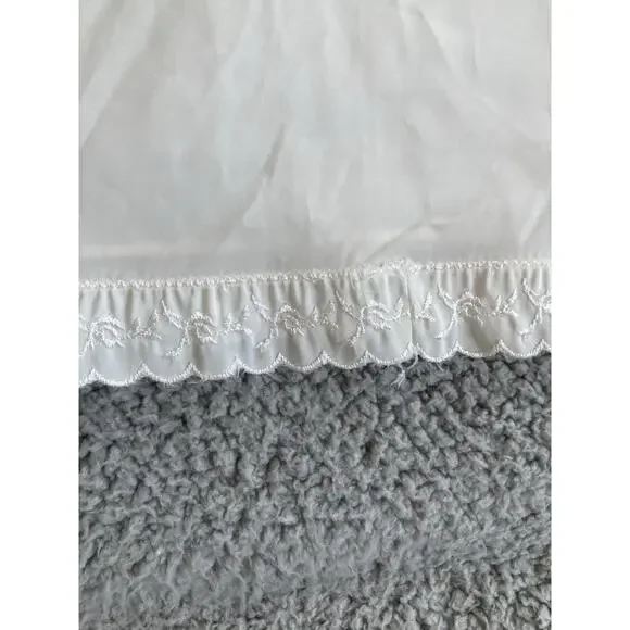 Vintage Slip Chemise Dress Medium 38 Sheer Embroidery White Lingerie Coquette - Picture 3 of 14